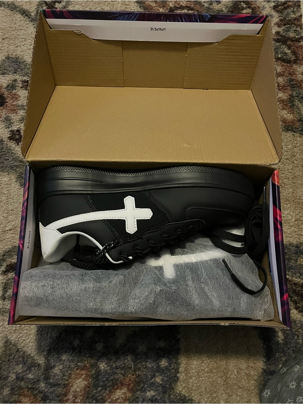 Fanvossem Women's Black Sneakers with White Cross Accent - Low-Top Casual - Picture 6 of 6